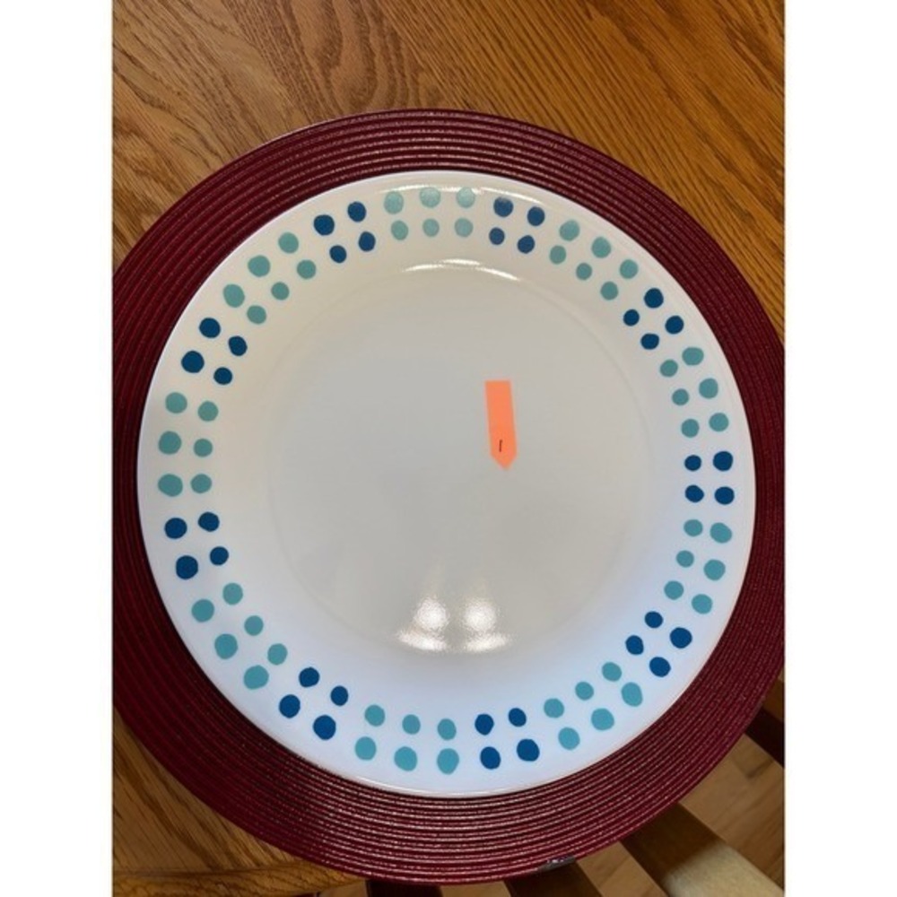 Corelle Key West 10.25" Plate Classic Dots, Blue Teal Yellow, Vintage Dinnerware
